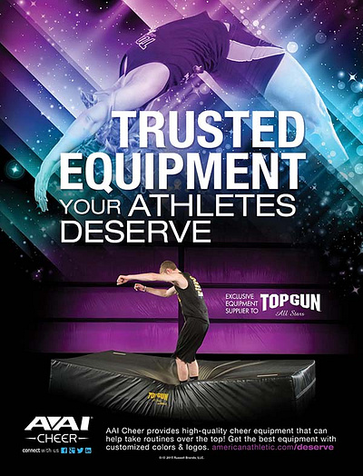 Trusted Equipment Your Athletes Deserve advertisement cheer