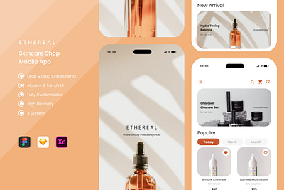 Ethereal - Skincare Shop Mobile Apps apps beauty care clean layout pamper premium products recommendations service skin skin care skincare structured ui
