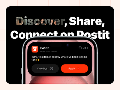 Postit - Discover, share, and connect. comment dynamic island mobile mobile app product design social network ui ui design
