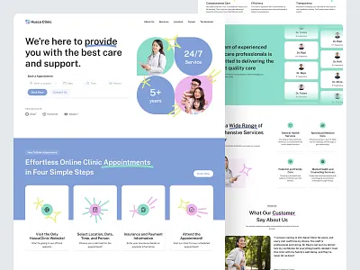 Husca Clinic - Health Care Landing Page appointment care check clinic design doctor fitness health health care hospital landing page medical medicine patients ui ui design uiux web design