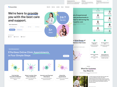 Husca Clinic - Health Care Landing Page appointment care check clinic design doctor fitness health health care hospital landing page medical medicine patients ui ui design uiux web design