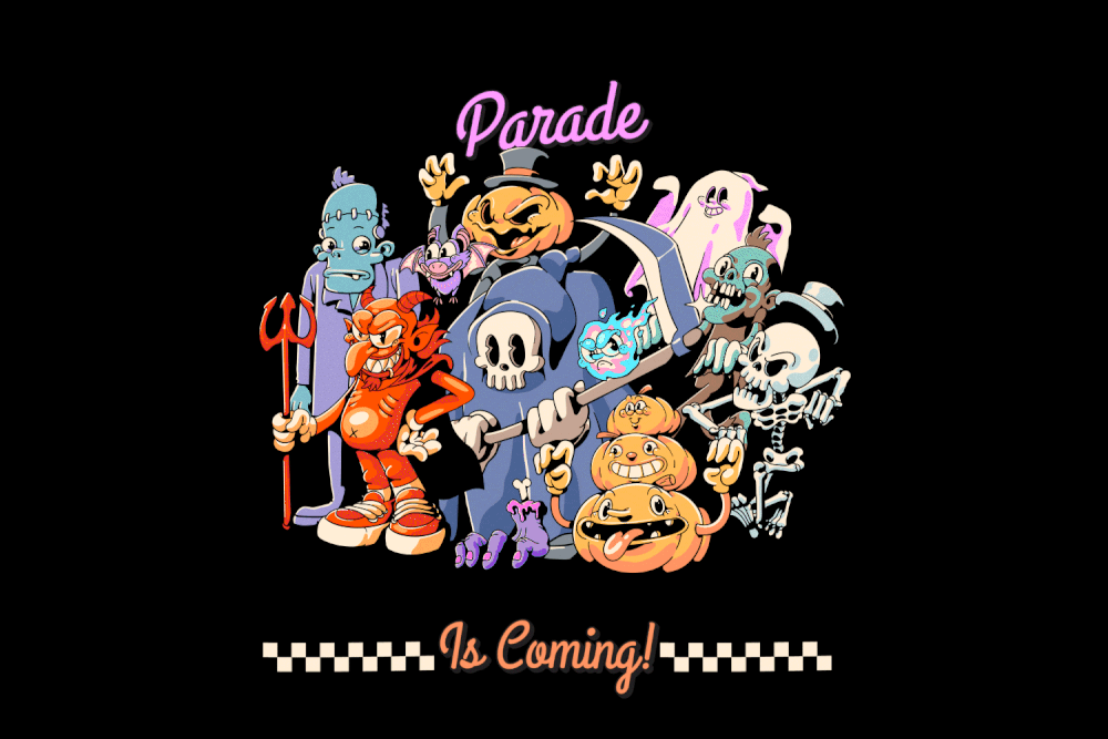 Death Club Parade animation artwork graphic design illustration logo motion graphics print sticker t shirt