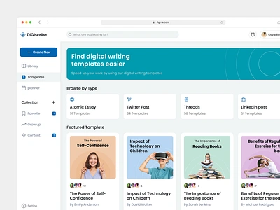 Digiscribe - Digital writing Saas Dashboard dashboard dashboard ui digital writing saas saasdashboard story storytelling ui ux writing writing experience