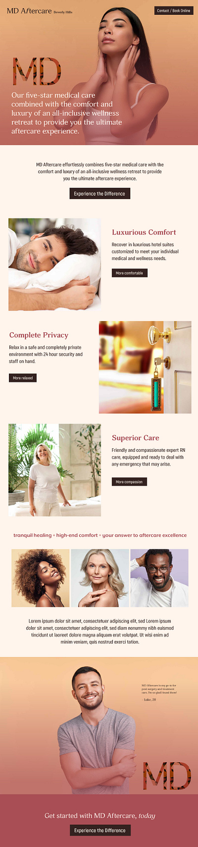 "MD Aftercare" Website, Logo and Business Cards aftercare beverly hills brand concepts branding business cards healthcare logo logo design luxury medical website concepts website design wellness