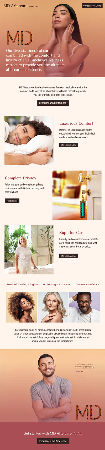 "MD Aftercare" Website and Branding Concepts