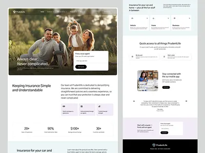 PrudentLife - Insurance Company Website Design accident business company company profile corporate guarantee insurance landing page protection rent ui design web design website design