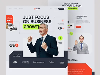 CORP - Business Management πΌ aesthetich business clean company data design digital finance landing page management minimalist modern ui website