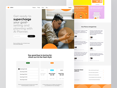 Landing page for Planoo card clean home page landing landing page landing page design productivity to do list todo ui web design webflow website website design