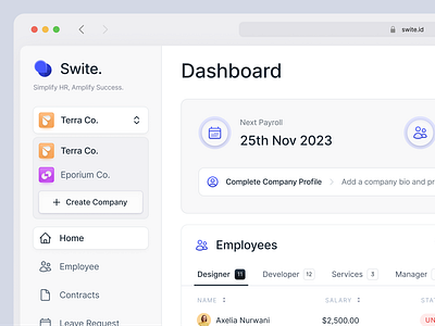 Change Company Profile 🏢 change clean company dashboard design edit feature hiring hr icon interface minimal navigation profile saas simple system team ui web