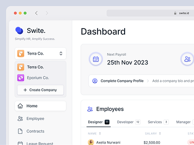 Change Company Profile 🏢 change clean company dashboard design edit feature hiring hr icon interface minimal navigation profile saas simple system team ui web