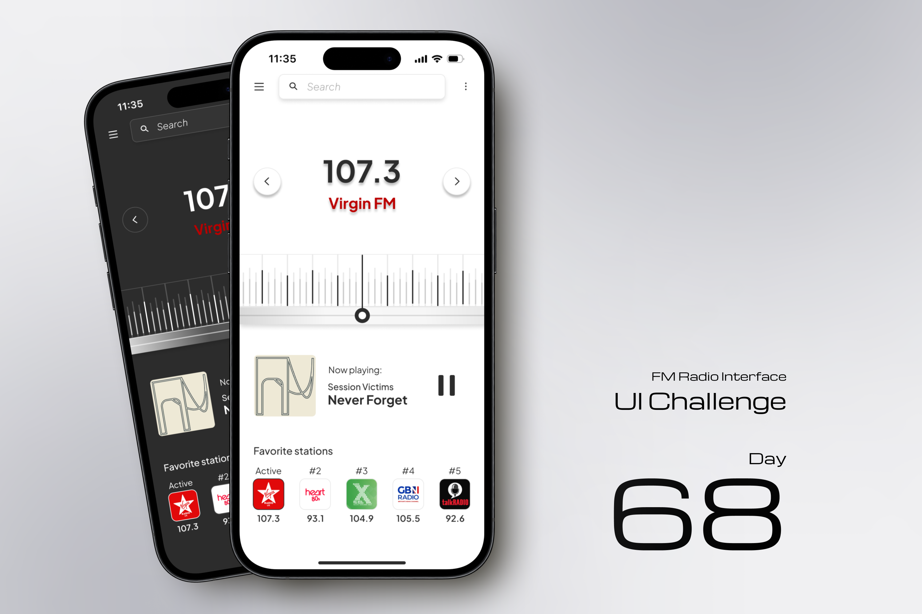 FM Radio Interface design fm fm radio frequency interface ios listen to music mobile mobile app mobile interface music radio radio station stations ui ui design user interface