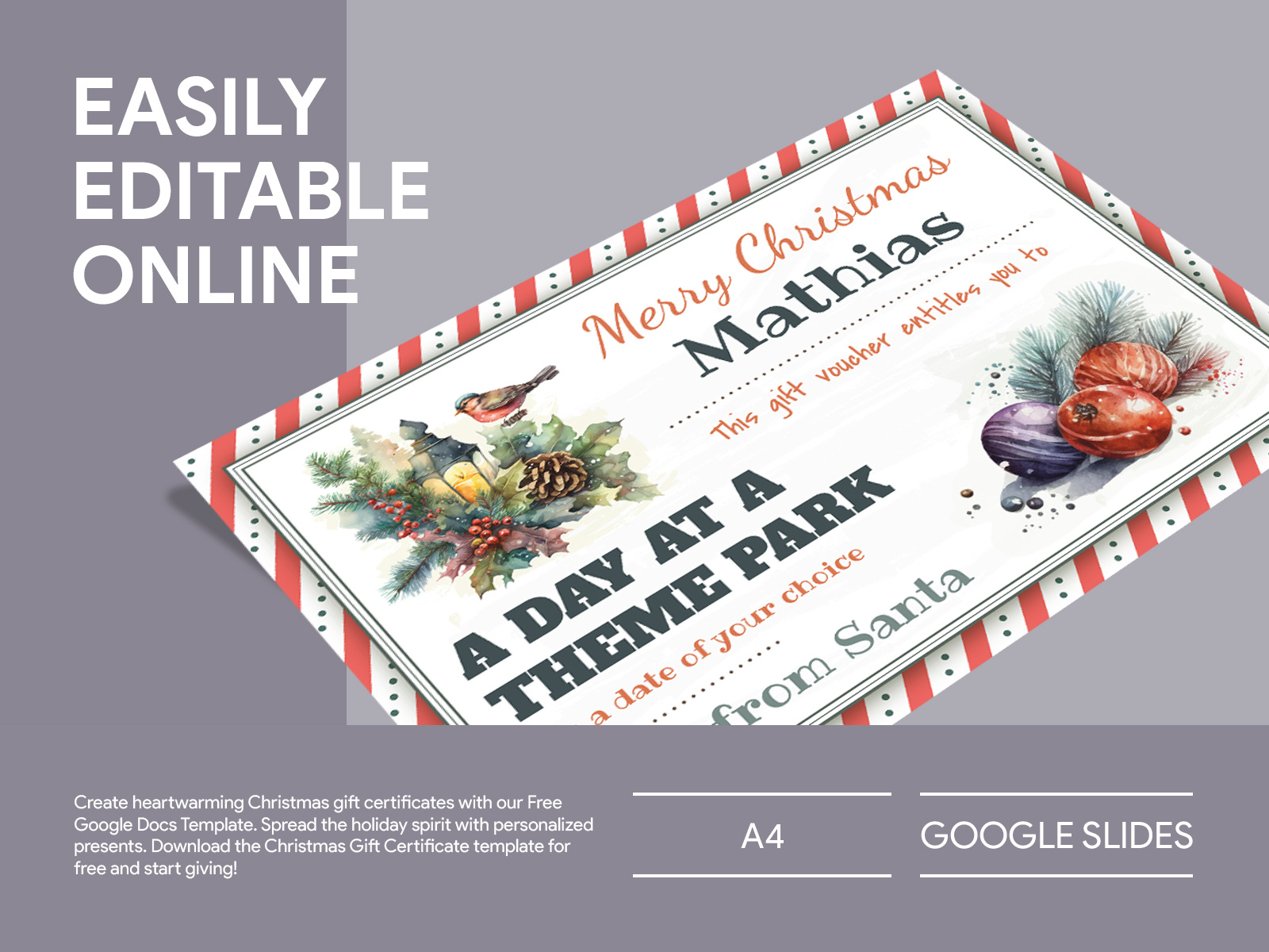 Christmas Gift Certificate Free Google Docs Template by Gdoc on Dribbble