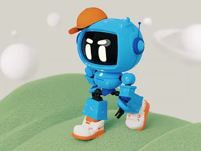 Robot:Bluee 3d 3d illustration animation illustration render robot small robot