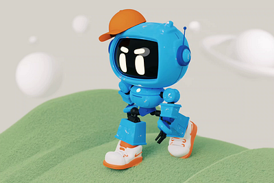Robot:Bluee 3d 3d illustration animation illustration render robot small robot