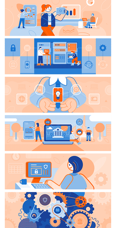 Mashreq Bank - Illustrations bank blue branding geometric illustration orange vector visual language