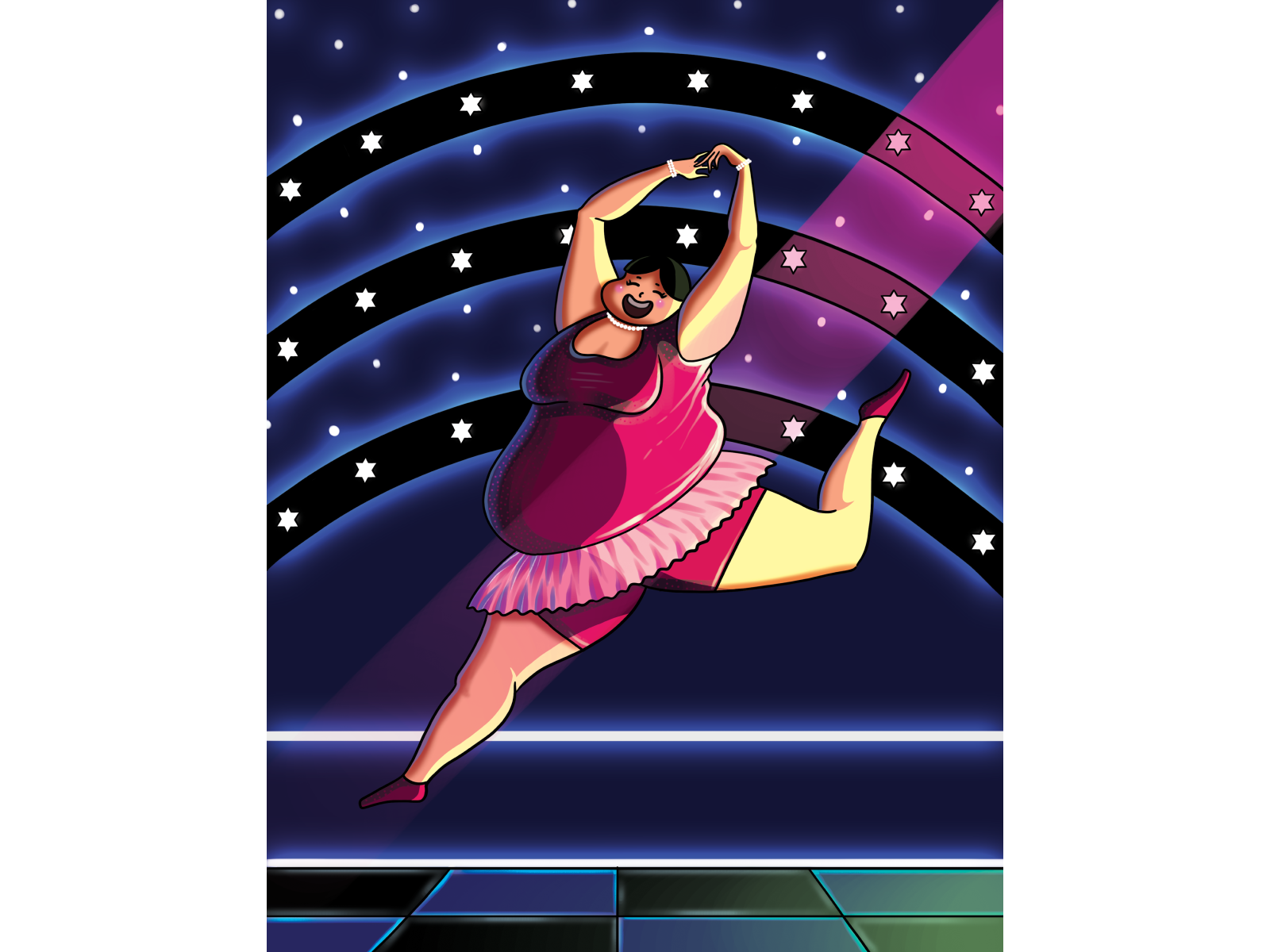 Dancing💃🏻 2d art body positivity characters chubby dance dancing design digital art fat graphic design happy human illustration party performance self care self love stage woman