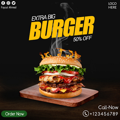 Social media poster design #Burger branding food design graphic design logo motion graphics social media poster design