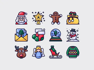 Christmas Icon Set app christmas december holiday icon set snow ui