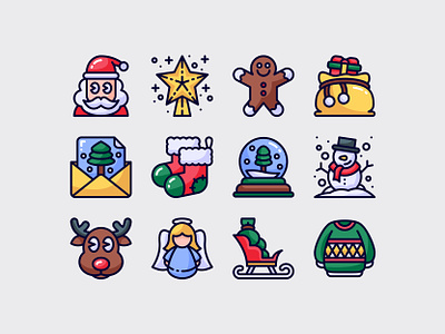 Christmas Icon Set app christmas december holiday icon set snow ui