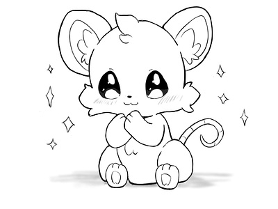 Cute animal inking chibi clipstudiopaint cuteanimal digitalart illustration inking