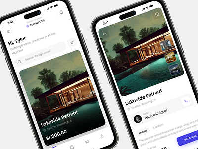 Real Estate App Ui Design: MockUs app book app buy home clean daily ui design e com app lake view app minimal mobile app design modern real estate ui ux