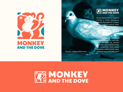 Monkey and the dove brand branding design dove graphic design illustration logo logodesign logodesigns monkey ui vector