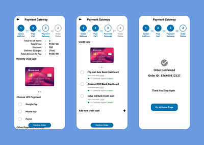 Payment check out page using Credit card animation design figma radiobutton ui verticalscrolling