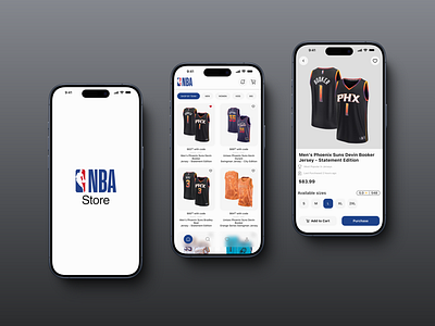 NBA Store Mobile Revamp android ball basketball bucket e commerce homepage interface ios jersey mobile nba phoenixsuns product productdetail shopping store ui ui design uiux ux