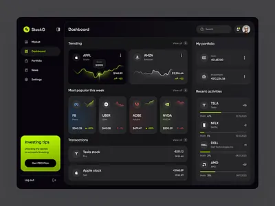 Fintech Web App: dashboard UI design ui ux web web app web application web design website