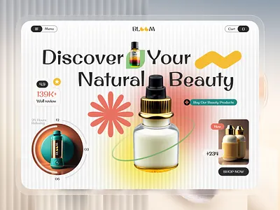 Bloom Beauty Products Landing Page UI beauty beauty product design graphic design landing page lanidng page design onlineshopping orbix studio product design self care skin skincare skincare website design ui ux ui web design web ui website website design