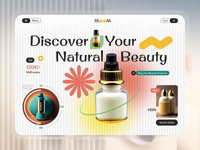 Bloom Beauty Products Landing Page Exploration | Orbix Studio banding beautyroutine botanicalbeauty cosmetics onlineshopping skincare skinhealth sustainablebeauty web design