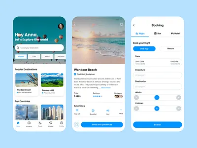 Travel Traits (Home, Details, Booking) app design mobile app ui