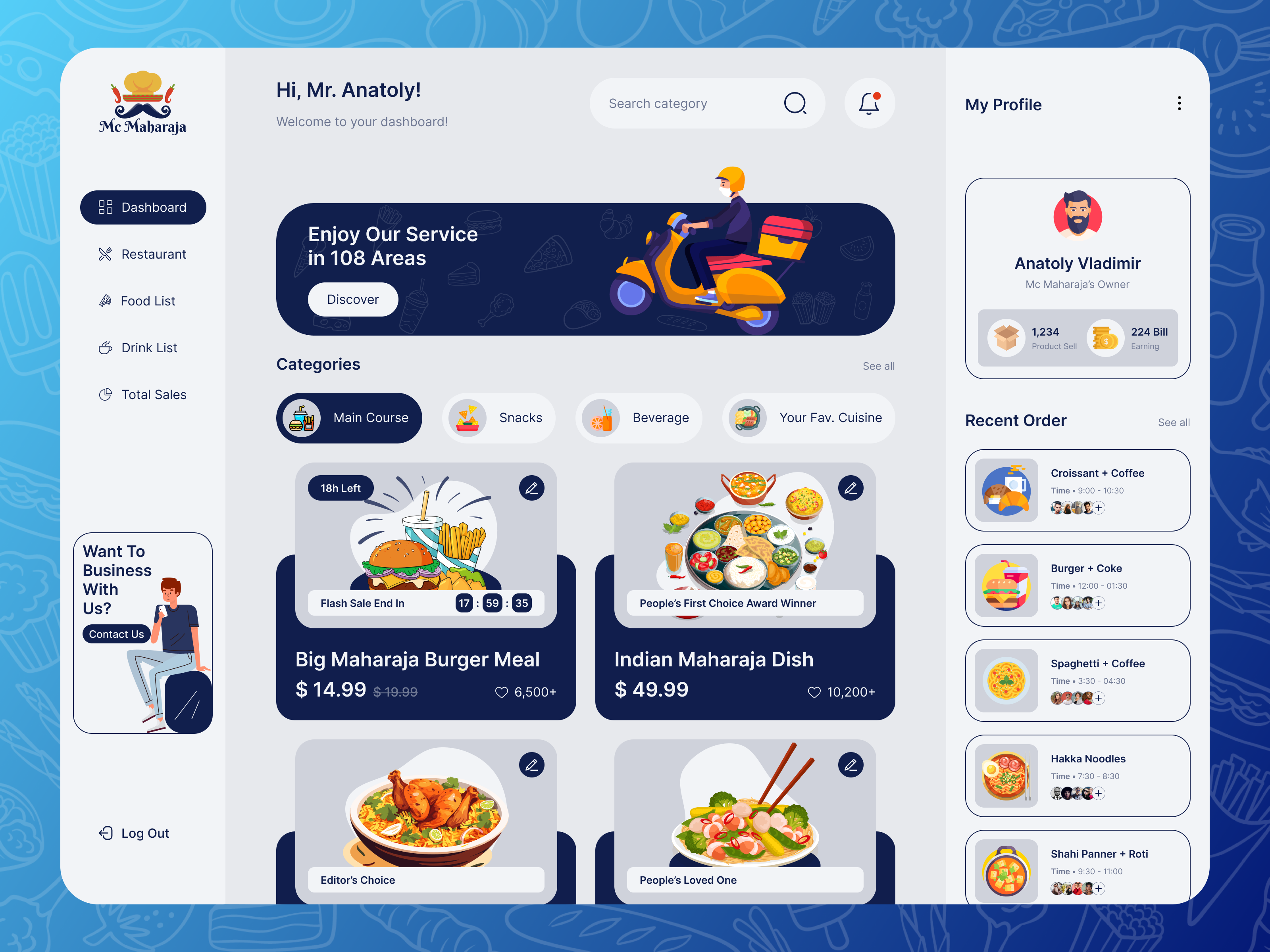 Food Delivery Dashboard / Homepage app branding delivery delivery app design figma food food app food delivery graphic design illustration serivce sketch ui uiux web web app web ui website