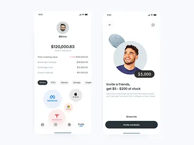 💶 Investment & Portfolio Management App | Profile Tab ai bianance bitcoin btc cryptocurrency eth invest investment meta metaverse nft portfolio profile refferal robinhood stock tax trade trading wealthsimple