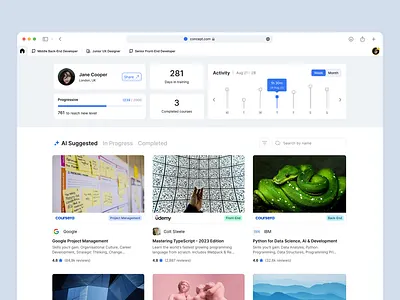 AI Powered Learning Management System Dashboard ai b2b course dashboard design interface lms product saas ui ux web