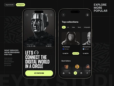 Mobile app design animation app design application art dark app design graphic design inspiration mobile mobile app motion graphics nft app trendy app ui ui design uidesign uiux website zeyox studio