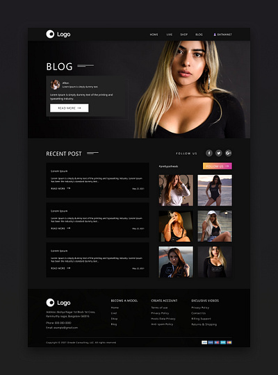 Dark theme design for clothing website black layout blog page blogging site clothing site dark theme dating site design inspiration design trends flat design homepage design login page minimalist design mobile friendly design