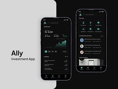 Ally - Investment App UI Design b2b branding budgeting color crm financial fintech app investment mobile app product design saas saving service management software trading ux design