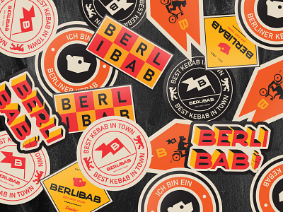 Berlibab - Stickers - Berliner Kebab badge badges berlibab berliner kebab branding design fast food france germany graphic design illustration kebab logo stickers street food typography vector