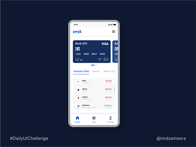 A horizontal credit card scrolling carousel app design bank app ui credit card ui daily ui daily ui challenge design horizontal scrolling ui mobile app design ui ui design ui design challenge uiux ux ux design