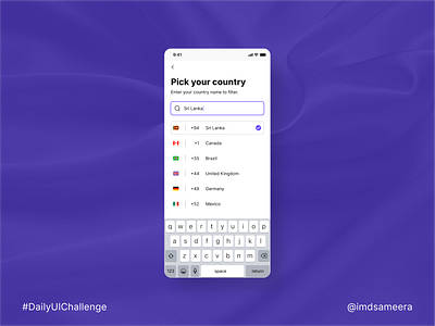 Country code picker UI app design country code picker country picker design mobile app design ui ui design uiux ux ux design