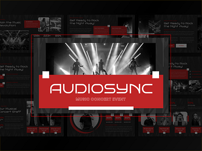 Audiosync - Music Concert Event Presentation Template branding business concert creative design google slides graphic design layout music powerpoint presentation