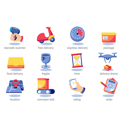 Delivery icons 2d animation convenience courier delivery design efficiency fast flat icons illustration logistics motion packaging parcel shipping tracking