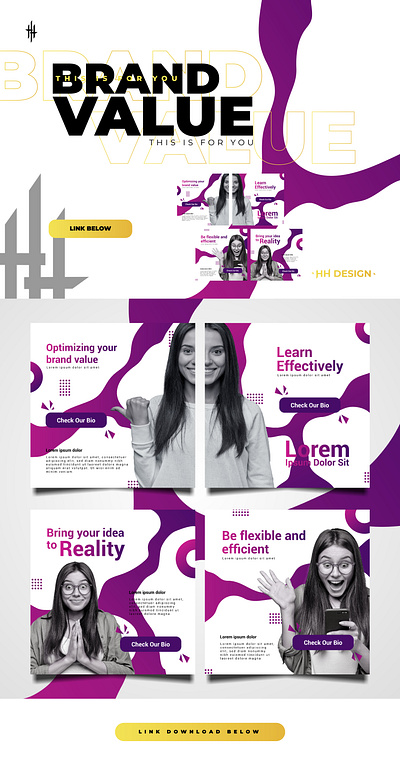 Brand Value - Social media template agency branding company corporate digital marketing illustration instagram media purple social social media templates vector