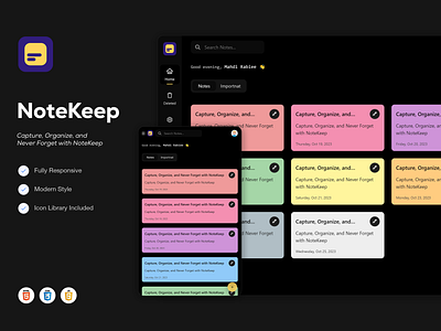 NoteKeep Website Project branding css design graphic design html html css js js logo mahdi rabiee mohammad mahdi rabiee notekeep website notekeep website project ui ux website