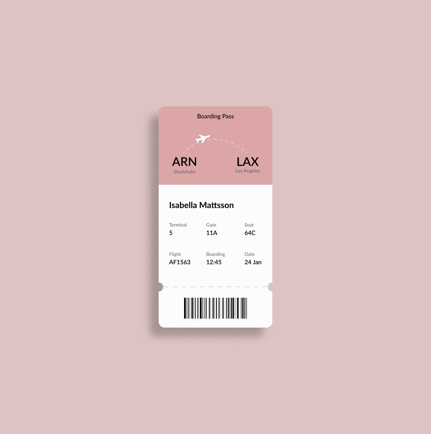 Daily UI #024 - Boarding Pass by Isabella Mattsson Egnér on Dribbble