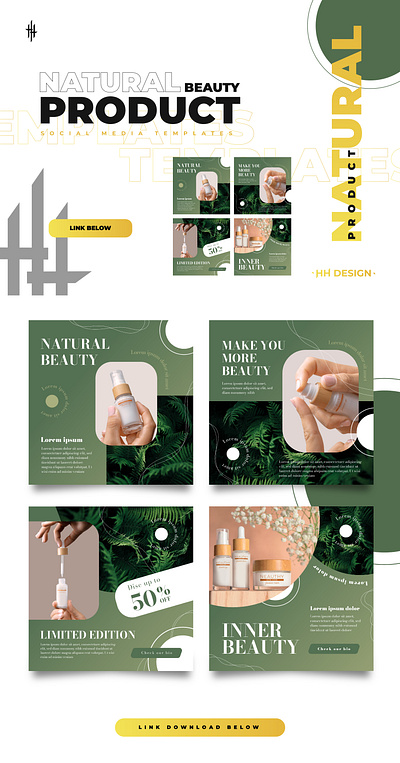 Natural Beauty Product beauty cream fashion green natural nature product sale serum shop skin care social media templates woman