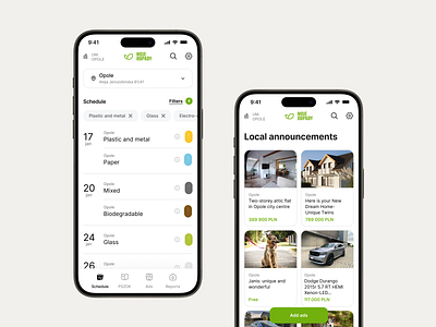 Waste Collection Schedule - Moje Odpady ads android app clean collection design ios mobile app notification report schedule settings ui ux waste waste managment