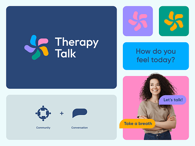 Therapy Talk Branding abstract bold branding chat community family finance fintech fun growth health logo mark mental minimal postive talk therapy vibrant wellness