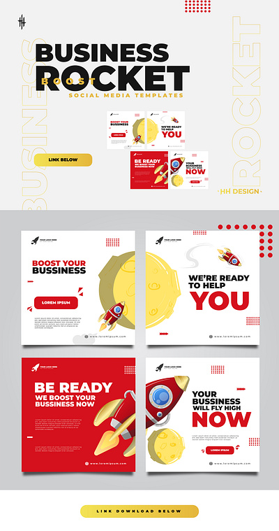 Boost your business with rocket agency boost business corporate digital marketing fire fly high moon rocket social media space technology templates